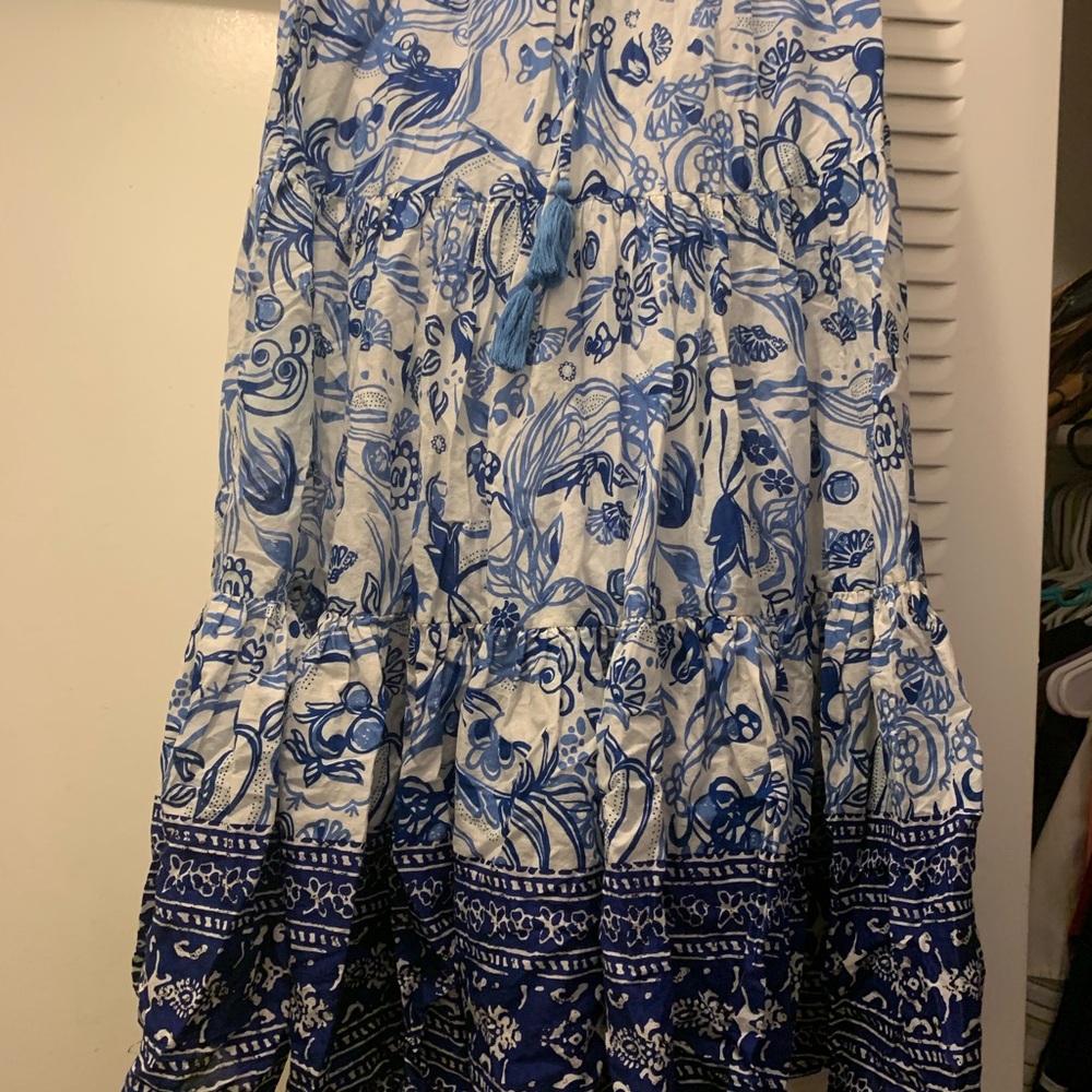 Blue and White Floral Skirt